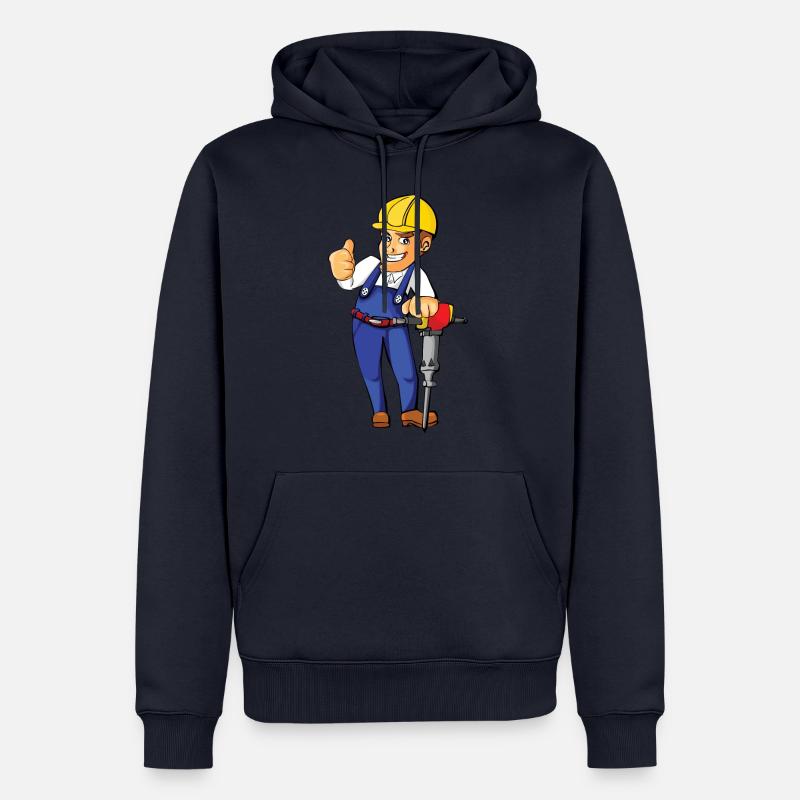construction worker bauarbeiter strassenbau2 - Männer Premium Bio Hoodie - Navy