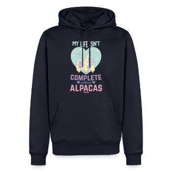My Life Isn´t Complete Without Alpacas - Männer Premium Bio Hoodie - Navy - Vorne - Nico (187cm)