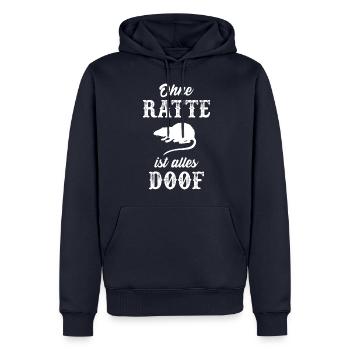 Ratte Geschenk lustig Ohne Ratte ist alles doof - Männer Premium Bio Hoodie - Navy - Vorne - Nico (187cm)