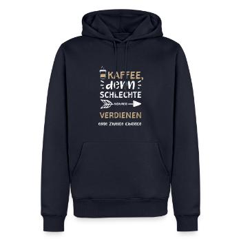 Kaffee, denn schlechte Morgen ve... - Männer Premium Bio Hoodie - Navy - Vorne - Nico (187cm)