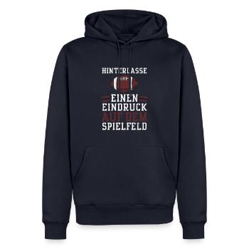 Hinterlasse einen Eindruck auf d... - Männer Premium Bio Hoodie - Navy - Vorne - Nico (187cm)