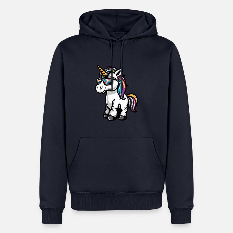 Einhorn Cool Comic - Männer Premium Bio Hoodie - Navy
