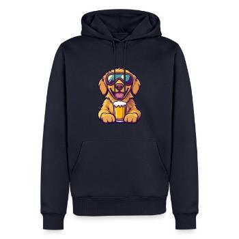 Golden Retriever Hund Apres Ski Bier Comic Lustig - Männer Premium Bio Hoodie - Navy - Vorne - Nico (187cm)