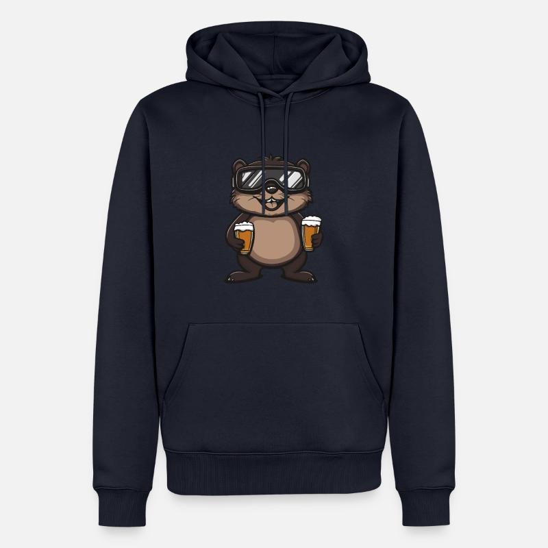 Biber Apres Ski Bier Comic - Männer Premium Bio Hoodie - Navy