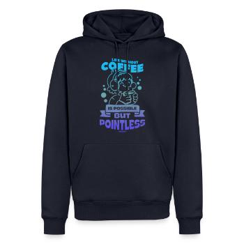 Café - Sweat à capuche Premium bio Homme - bleu marine - Devant - Nico (187cm)
