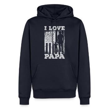 Ich liebe meinen Papa Vatertag Tochter Sohn - Männer Premium Bio Hoodie - Navy - Vorne - Nico (187cm)