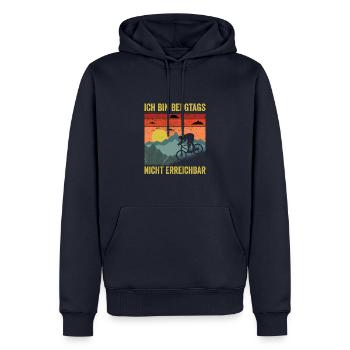 Lustiger Mountainbike Spruch Bergtags nicht - Männer Premium Bio Hoodie - Navy - Vorne - Nico (187cm)
