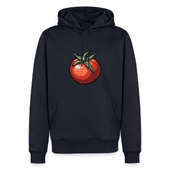 Icône pixel tomate - Sweat à capuche Premium bio Homme - bleu marine - Devant - Nico (187cm)