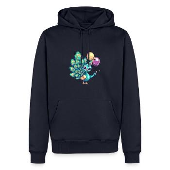 paon oiseau anniversaire bébé - Sweat à capuche Premium bio Homme - bleu marine - Devant - Nico (187cm)