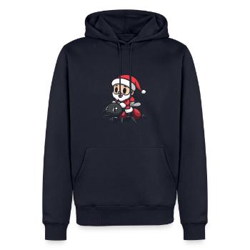 Fourmi Père Noël - Sweat à capuche Premium bio Homme - bleu marine - Devant - Nico (187cm)