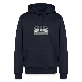 Voiture Pixel Art Gris - Sweat à capuche Premium bio Homme - bleu marine - Devant - Nico (187cm)
