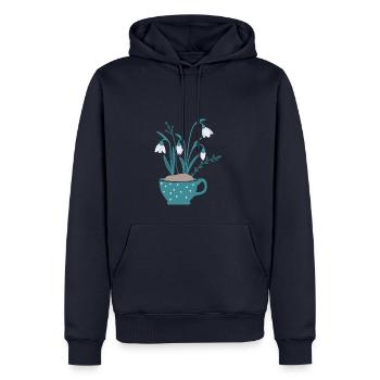Schneeglöckchen in Tasse, farbig - Männer Premium Bio Hoodie - Navy - Vorne - Nico (187cm)