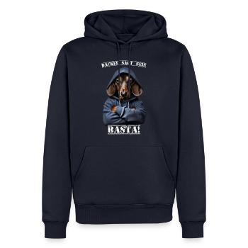 Dackel sagt Nein Basta! - Männer Premium Bio Hoodie - Navy - Vorne - Nico (187cm)