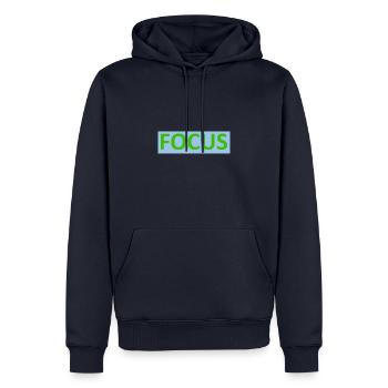 Focus - Männer Premium Bio Hoodie - Navy - Vorne - Nico (187cm)