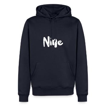 Neuf - Anniversaire - Sweat à capuche Premium bio Homme - bleu marine - Devant - Nico (187cm)
