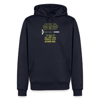 STAR WURST - Männer Premium Bio Hoodie - Navy - Vorne - Nico (187cm)