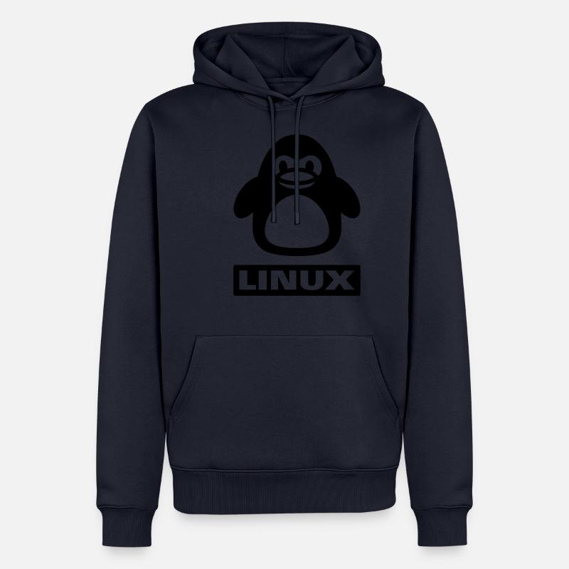 pingouin linux - Sweat à capuche Premium bio Homme - bleu marine