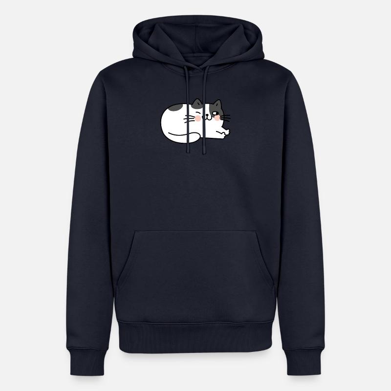 Chat Couché Mignon - Sweat à capuche Premium bio Homme - bleu marine