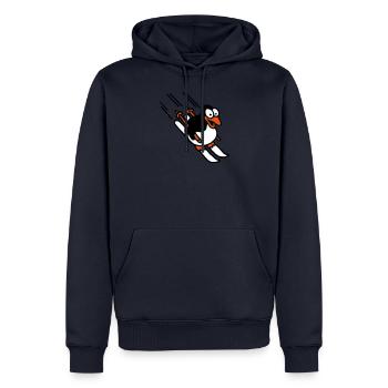 pinguin_ski_022011_e_3c - Männer Premium Bio Hoodie - Navy - Vorne - Nico (187cm)