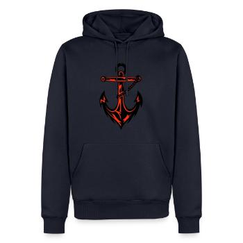 Icône du port d’ancre - Sweat à capuche Premium bio Homme - bleu marine - Devant - Nico (187cm)