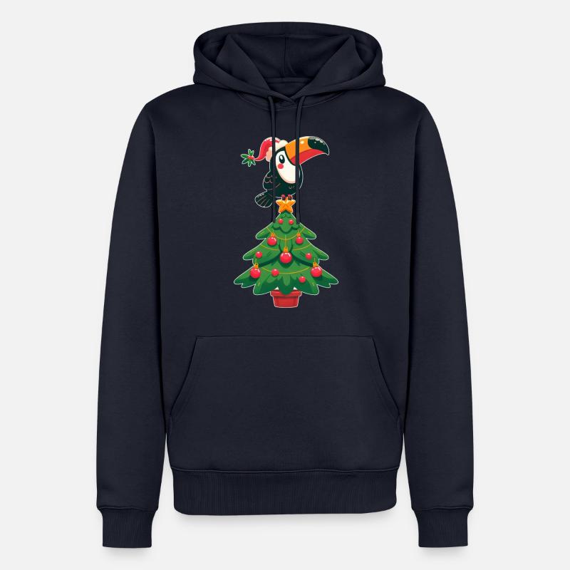 Arbre de Noël Oiseau Tropical Toucan Oiseau de Paradis - Sweat à capuche Premium bio Homme - bleu marine