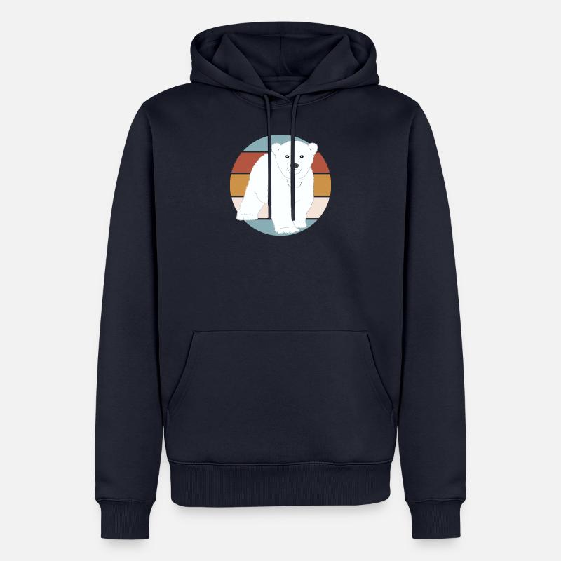 Retro Eisbär - Männer Premium Bio Hoodie - Navy