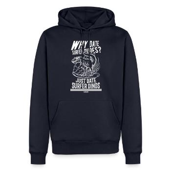 Pourquoi Date Surfer Dutes? Juste Date Surfer Dinos - Sweat à capuche Premium bio Homme - bleu marine - Devant - Nico (187cm)