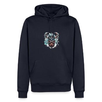 Wikinger Totenkopf - Männer Premium Bio Hoodie - Navy - Vorne - Nico (187cm)