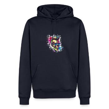 Punker Totenkopf Party - Männer Premium Bio Hoodie - Navy - Vorne - Nico (187cm)