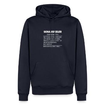 Wörterbuch Erklärung SCHAUSPIELER Held, Genie - Männer Premium Bio Hoodie - Navy - Vorne - Nico (187cm)