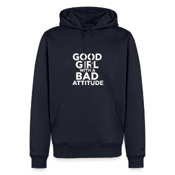 A good girl with a bad attitude - Men’s Premium Organic Hoodie - navy - Front - Nico (187cm)