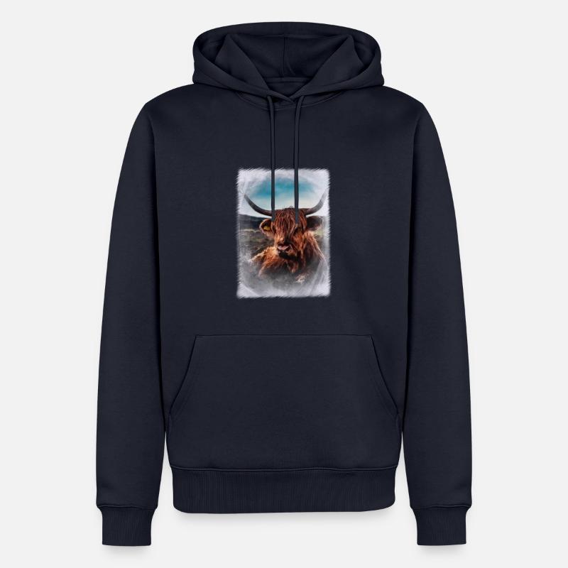 bœuf - Sweat à capuche Premium bio Homme - bleu marine