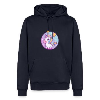 Licorne Anniversaire Bébé - Sweat à capuche Premium bio Homme - bleu marine - Devant - Nico (187cm)