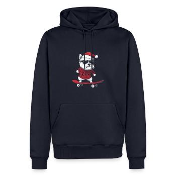 West Highland Terrier Hund Weihnachten Skateboard - Männer Premium Bio Hoodie - Navy - Vorne - Nico (187cm)