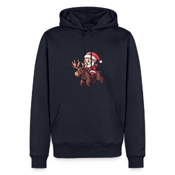 Elch Weihnachtsmann - Männer Premium Bio Hoodie - Navy - Vorne - Nico (187cm)