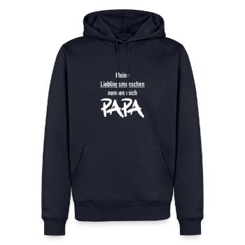 Papa - Lieblingsshirt - Männer Premium Bio Hoodie - Navy - Vorne - Nico (187cm)