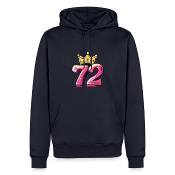 72 Zahl Krone - Männer Premium Bio Hoodie - Navy - Vorne - Nico (187cm)