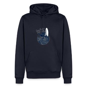 Sunny Beach Rock n Roll - OCENBLUE COLLECTION - Männer Premium Bio Hoodie - Navy - Vorne - Nico (187cm)