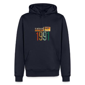 Année 1991 Old School Cassette Musique Rétro - Sweat à capuche Premium bio Homme - bleu marine - Devant - Nico (187cm)