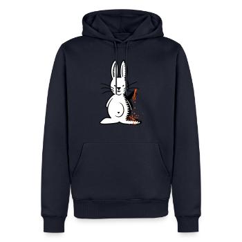Killer Bunny / Ripper Bunny (3c) - Sweat à capuche Premium bio Homme - bleu marine - Devant - Nico (187cm)