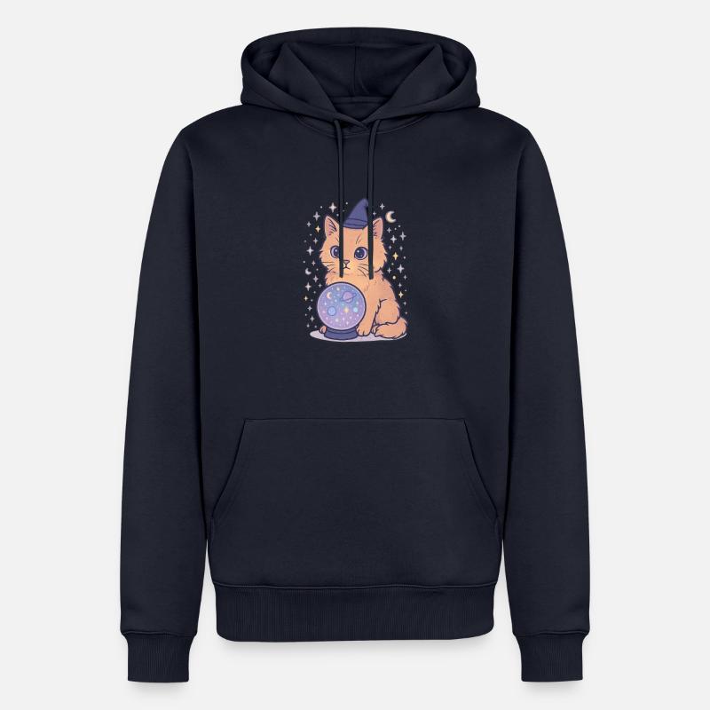 Chat astro avec boule de cristal - Sweat à capuche Premium bio Homme - bleu marine