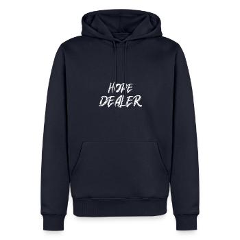 Hope Dealer - christian Jesus Design - Männer Premium Bio Hoodie - Navy - Vorne - Nico (187cm)