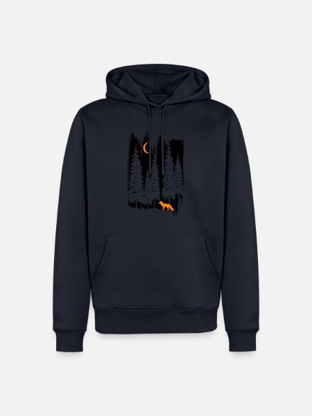 Fuchs im Wald bei Nacht - Männer Premium Bio Hoodie - Navy