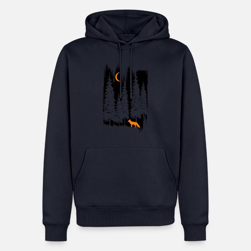 Fuchs im Wald bei Nacht - Männer Premium Bio Hoodie - Navy