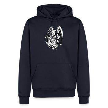 clown 004 - Männer Premium Bio Hoodie - Navy - Vorne - Nico (187cm)