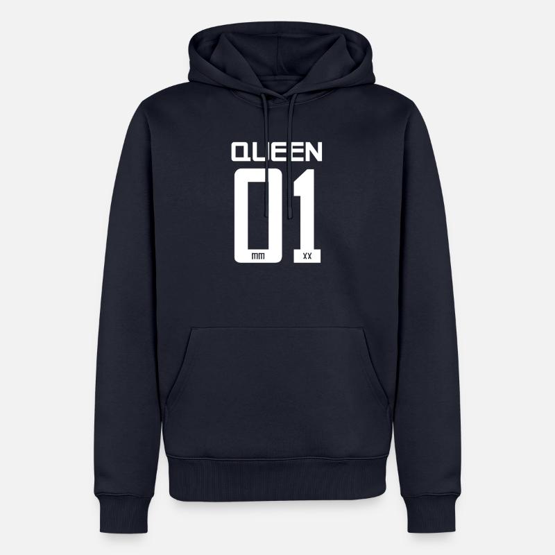 King - Queen Geschenk Geschenkidee - Männer Premium Bio Hoodie - Navy