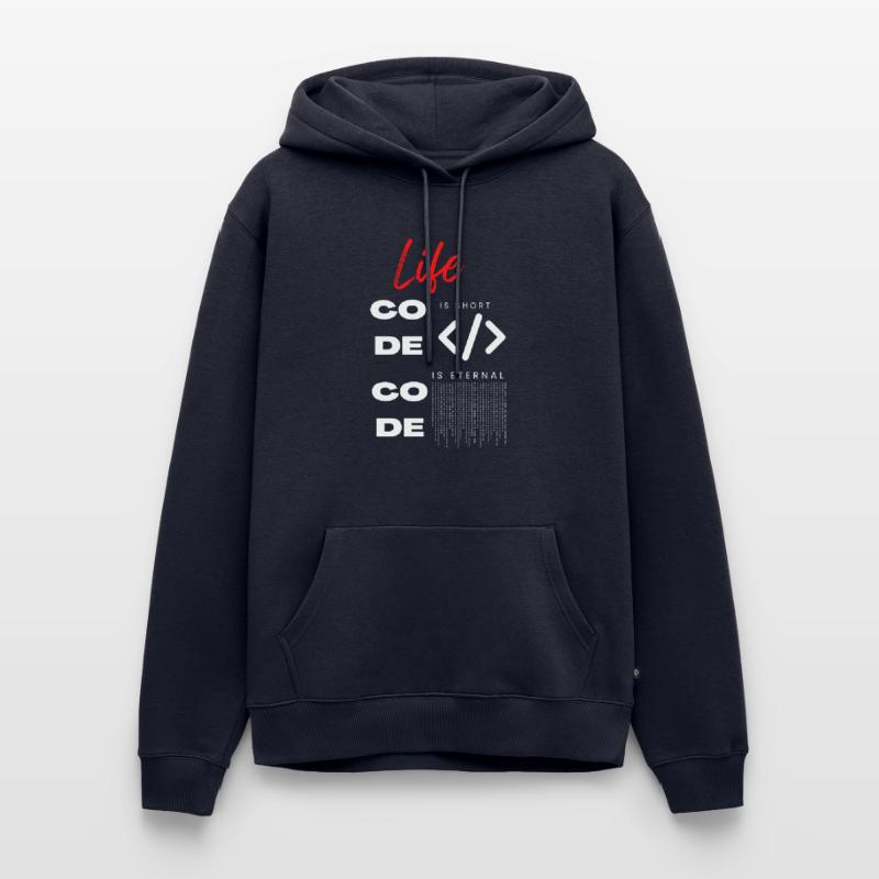 Life is short Code Programmer Tee Men’s Premium Organic Hoodie