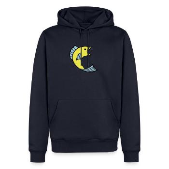 fisch 002 - Männer Premium Bio Hoodie - Navy - Vorne - Nico (187cm)