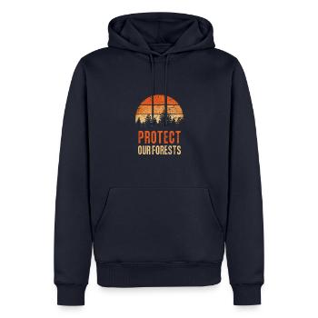Protège nos forêts Climat Terre Conservation de la nature - Sweat à capuche Premium bio Homme - bleu marine - Devant - Nico (187cm)