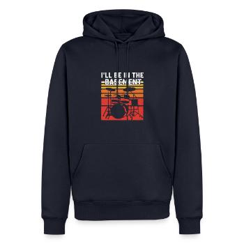 Batteur Je joue du tambour au sous-sol Musiciens - Sweat à capuche Premium bio Homme - bleu marine - Devant - Nico (187cm)